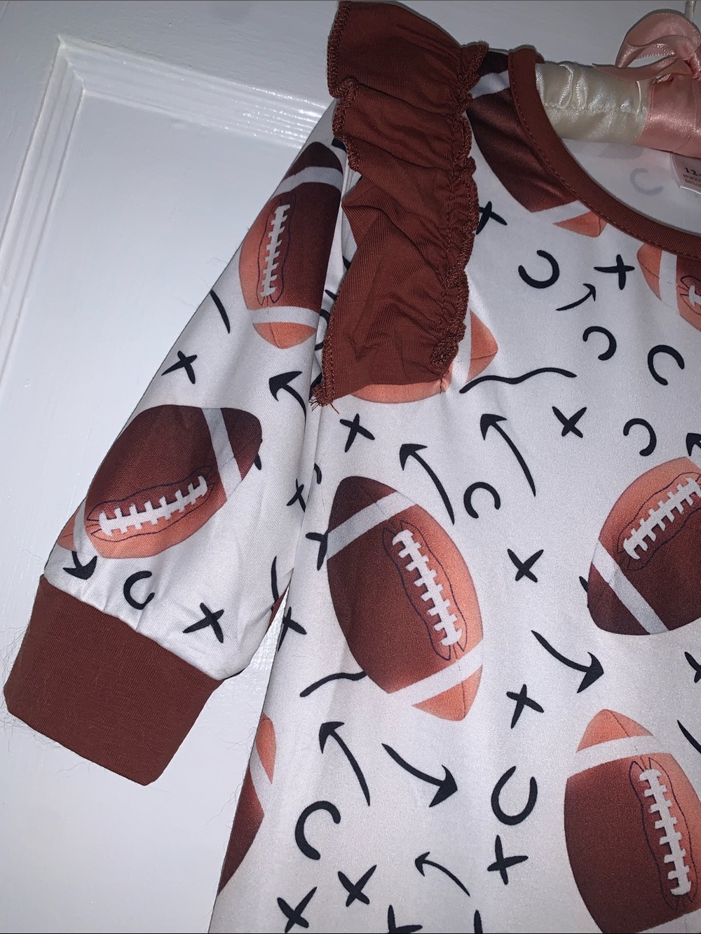NWOT Rylee Faith Designs Football Ruffle Romper 12-18M - Picture 4 of 8